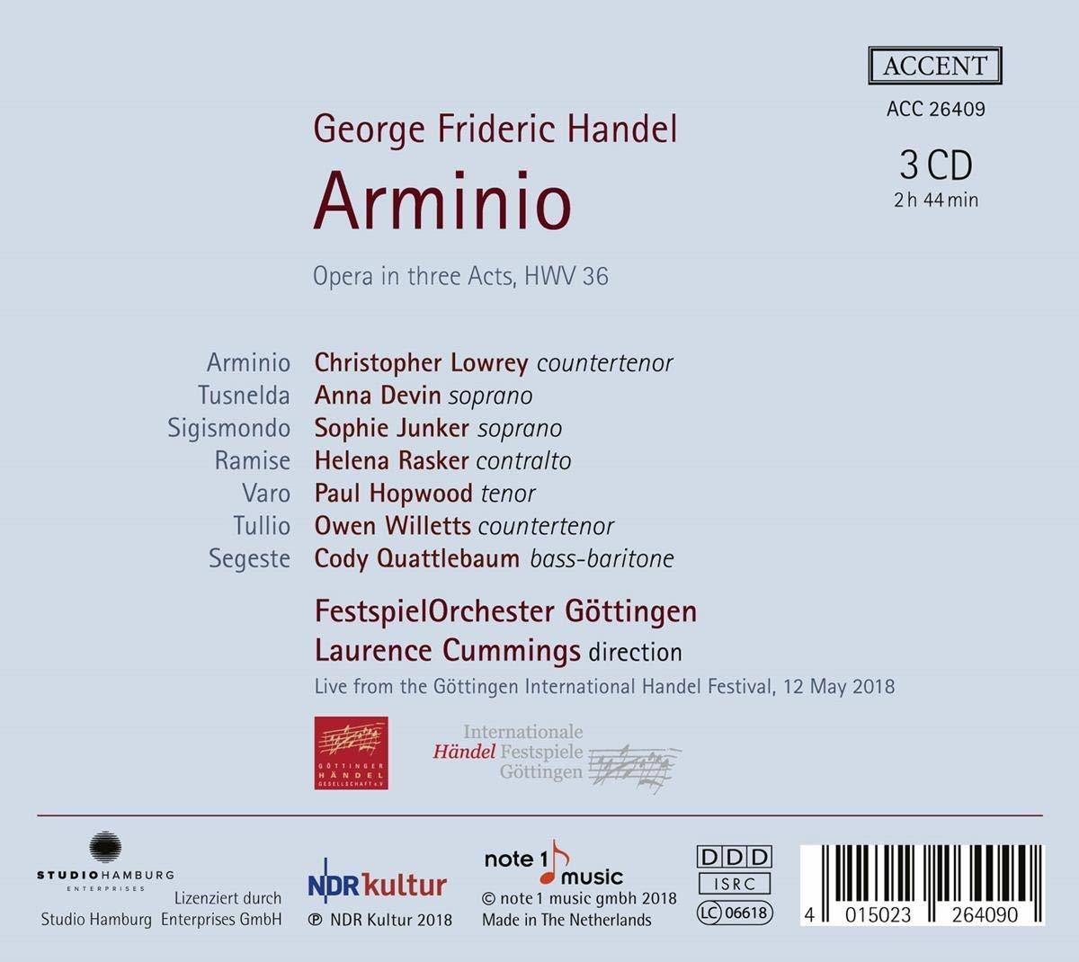 CD-Hülle mit Text und Barcode. Die Hülle hat einen weißen Hintergrund und der Text ist schwarz. ACCENT-Logo.