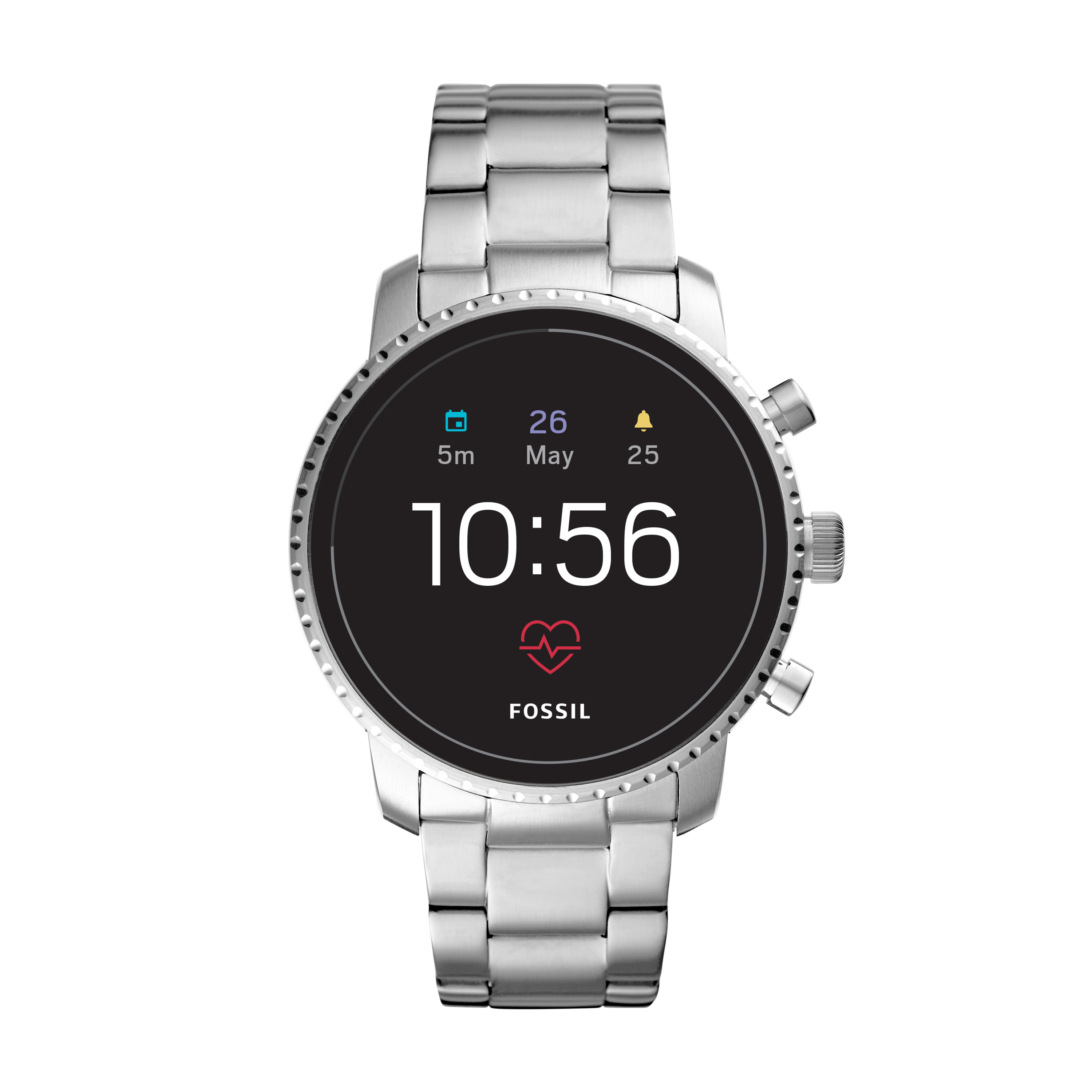 FOSSIL FTW 4011 Explorist HR Smartwatch Edelstahl Edelstahl, 200 mm, Silber
