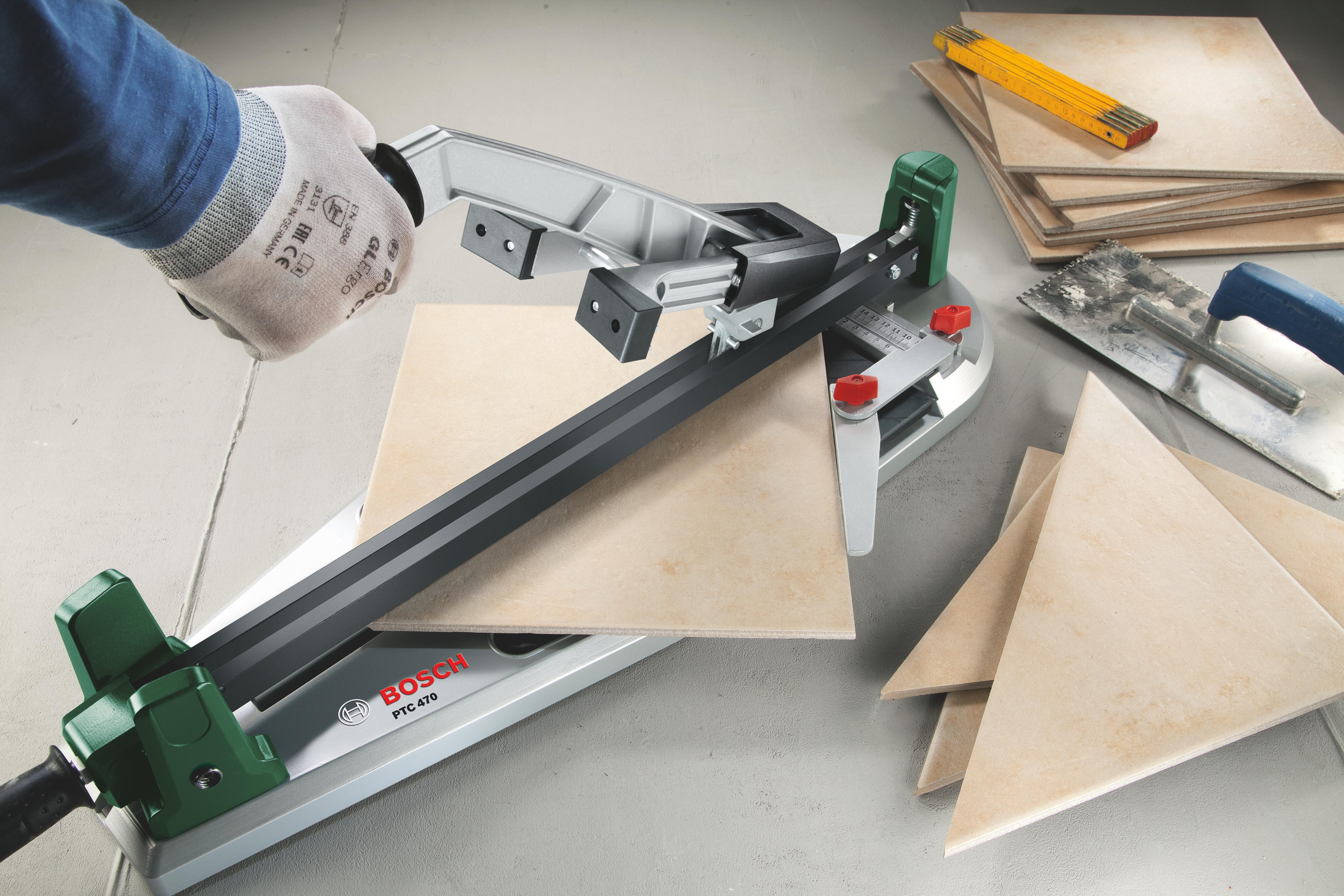 BOSCH PTC 470 Fliesenschneider, Silber, Grün, Schwarz