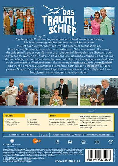DVD-Hülle Rückseite mit Fotos der Darsteller und Text auf Deutsch. Szenen aus einer Fernsehsendung.