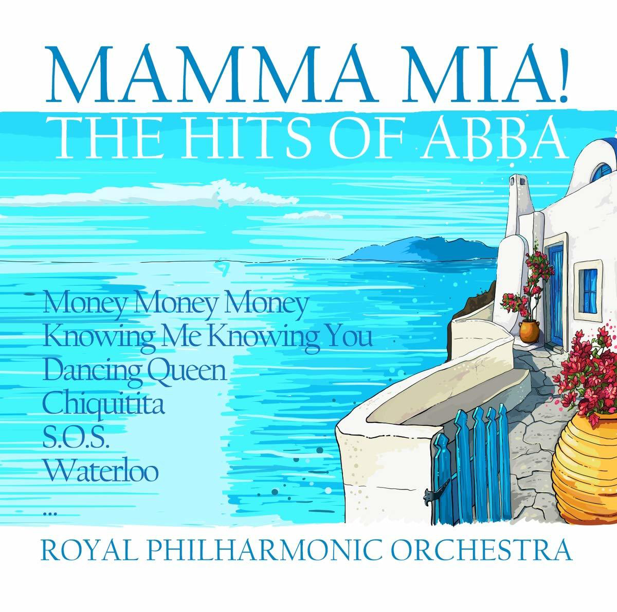 Albumcover mit ABBA-Hits, Küstenlandschaft, blauer Himmel.