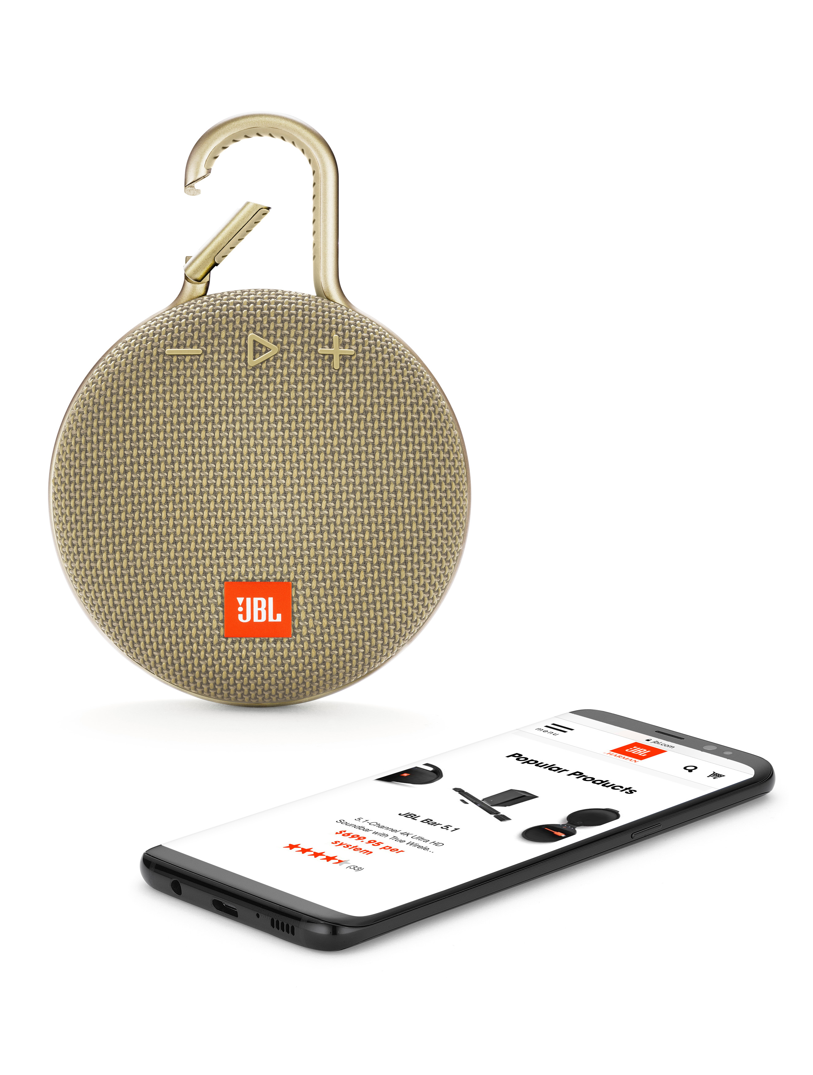 JBL Clip 3 Bluetooth Lautsprecher, Sand, Wasserfest