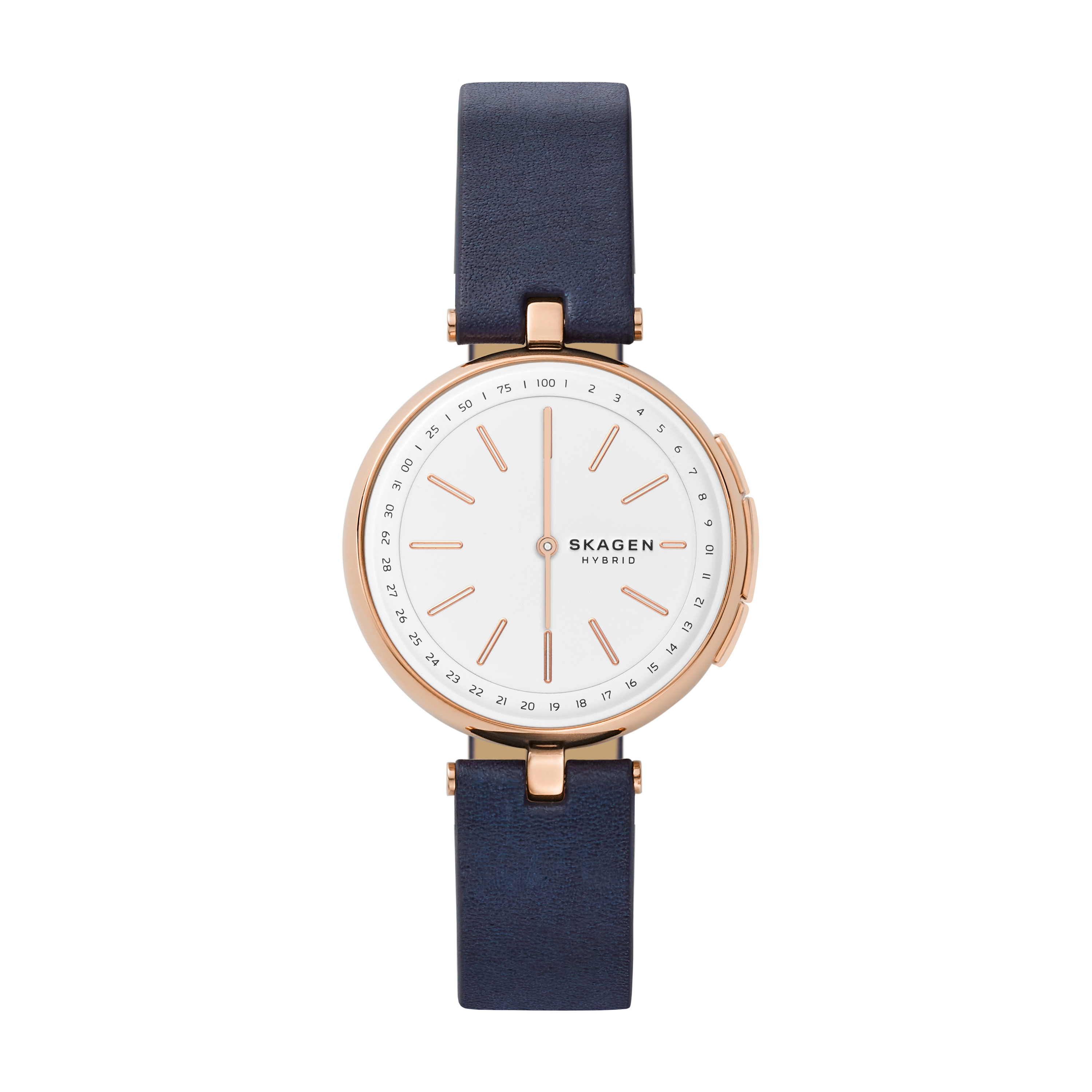 MISFIT Signatur T-Bar Smartwatch Echtleder, 175 mm, Rosegold/Blau