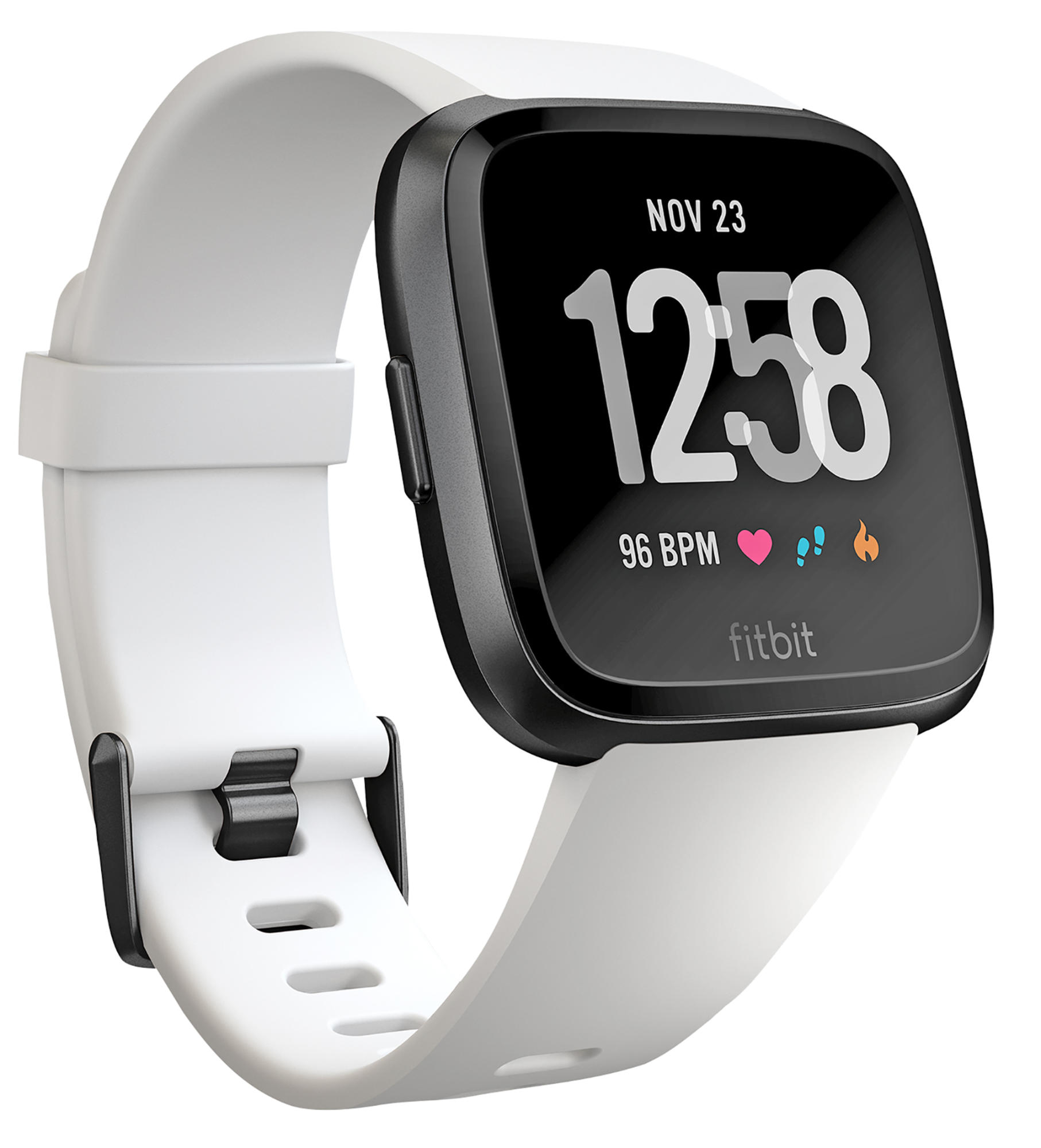 FITBIT Versa Smartwatch Aluminium Kunststoff, S-L, Schwarz/Weiß