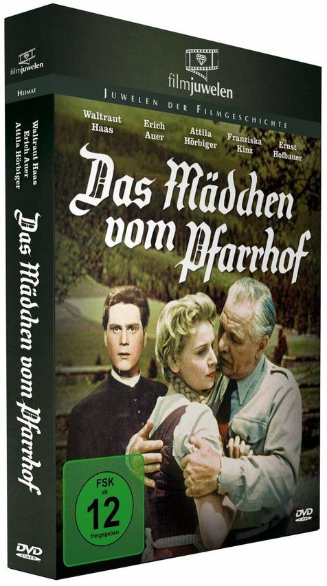 DVD-Hülle mit drei Personen auf dem Cover, Titel Das Mädchen vom Pfarrhof, deutscher Film.