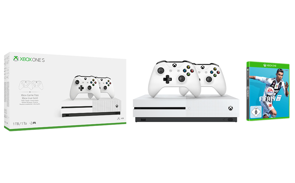 MICROSOFT XBOX ONE S 1TB KONSOLE - 2 Wireless Controller + FIFA 19
