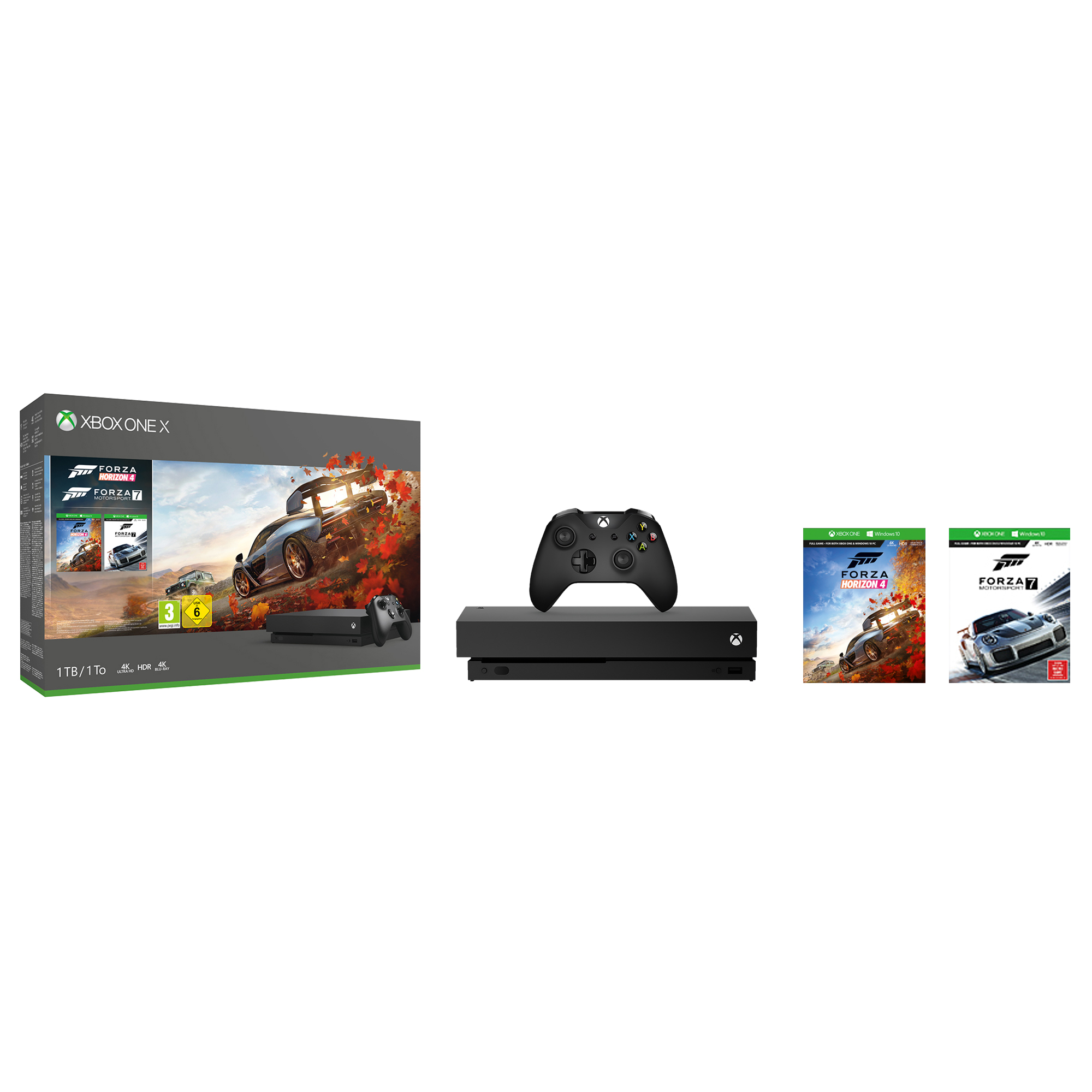 MICROSOFT Xbox One X 1TB Konsole – Forza Horizon 4 & Forza Motorsport 7 Bundle