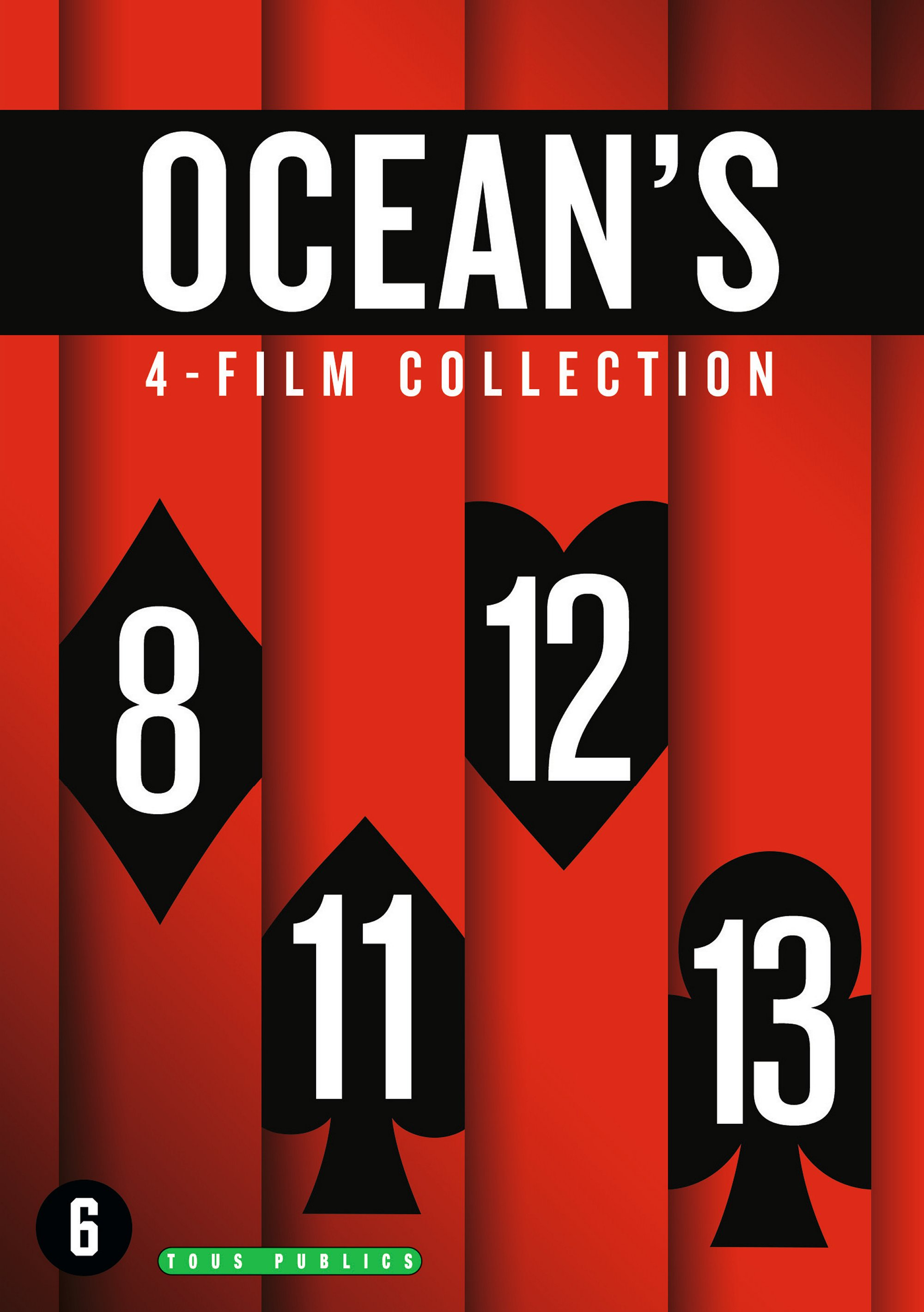 Coffret de la collection des 4 films Ocean avec des images de cartes.
