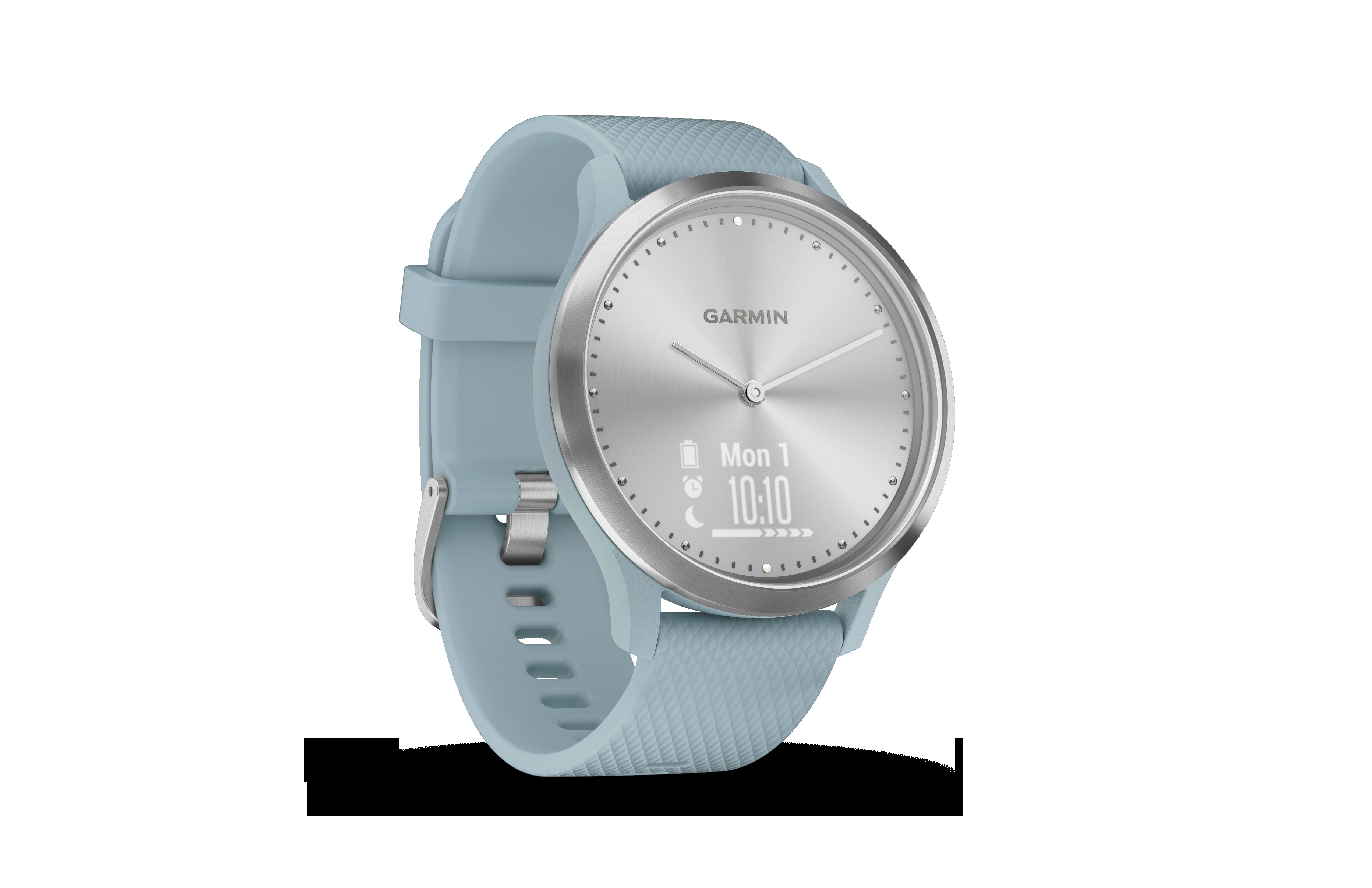 GARMIN VIVOMOVE HR, Smartwatch, S/M: 122 bis 188 mm Umfang, Silber mit blaugrünem Silikonarmband