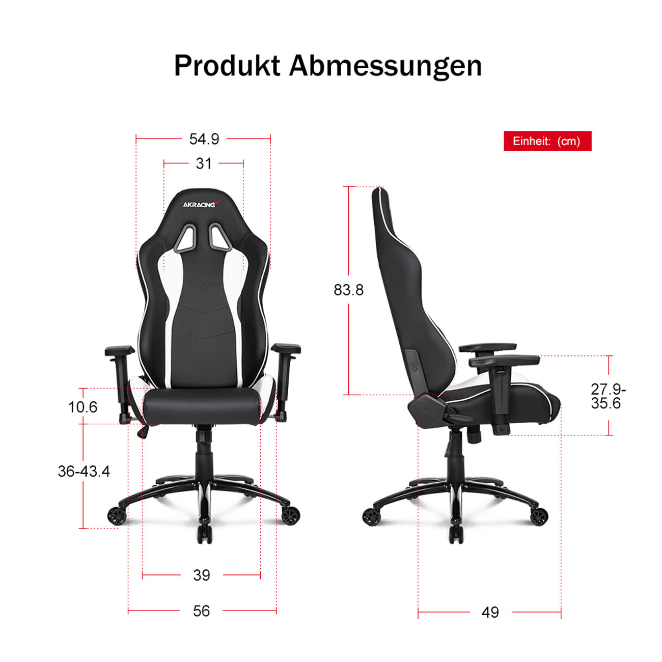 AK RACING Gaming Sessel CORE SX Schwarz/Weiß Gaming Sessel, Schwarz/Weiß