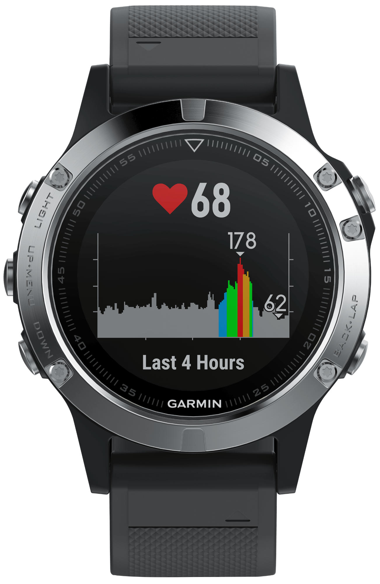 GARMIN Fenix 5, Smartwatch, ca. 240 mm, Schwarz/Silber