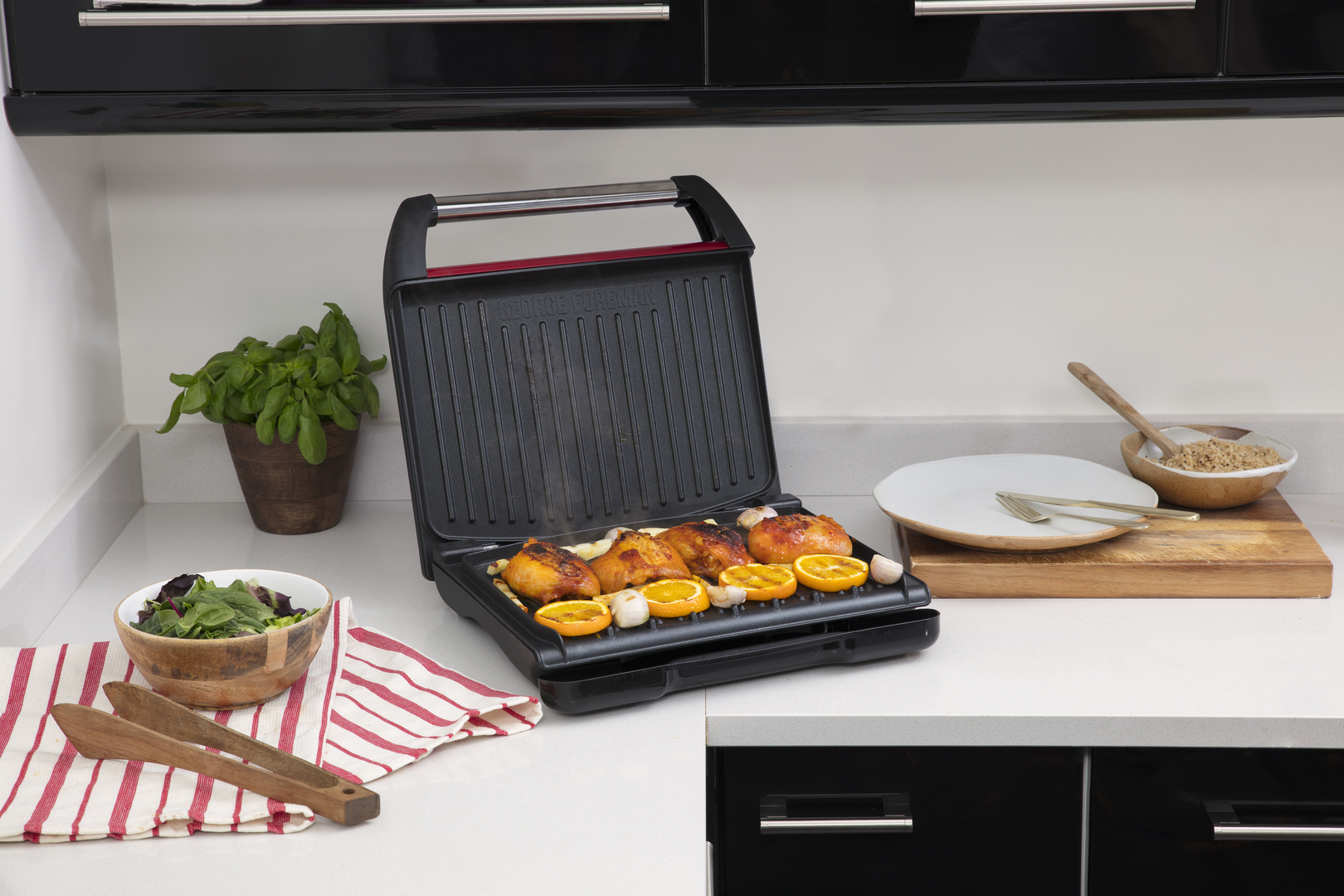 GEORGE FOREMAN 25050-56 Steel Entertaining Fitnessgrill Kontaktgrill