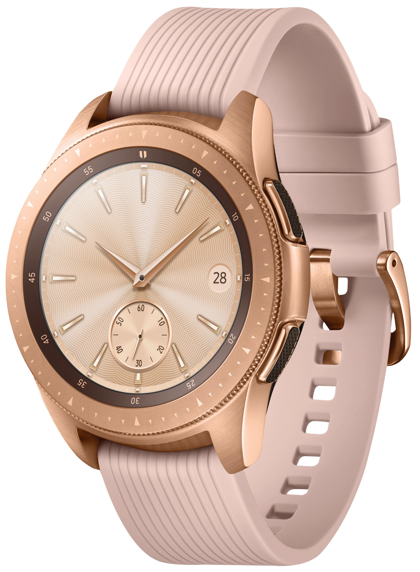 SAMSUNG Galaxy Watch 42mm Bluetooth Smartwatch Edelstahl Silikon, S, L, Roségold
