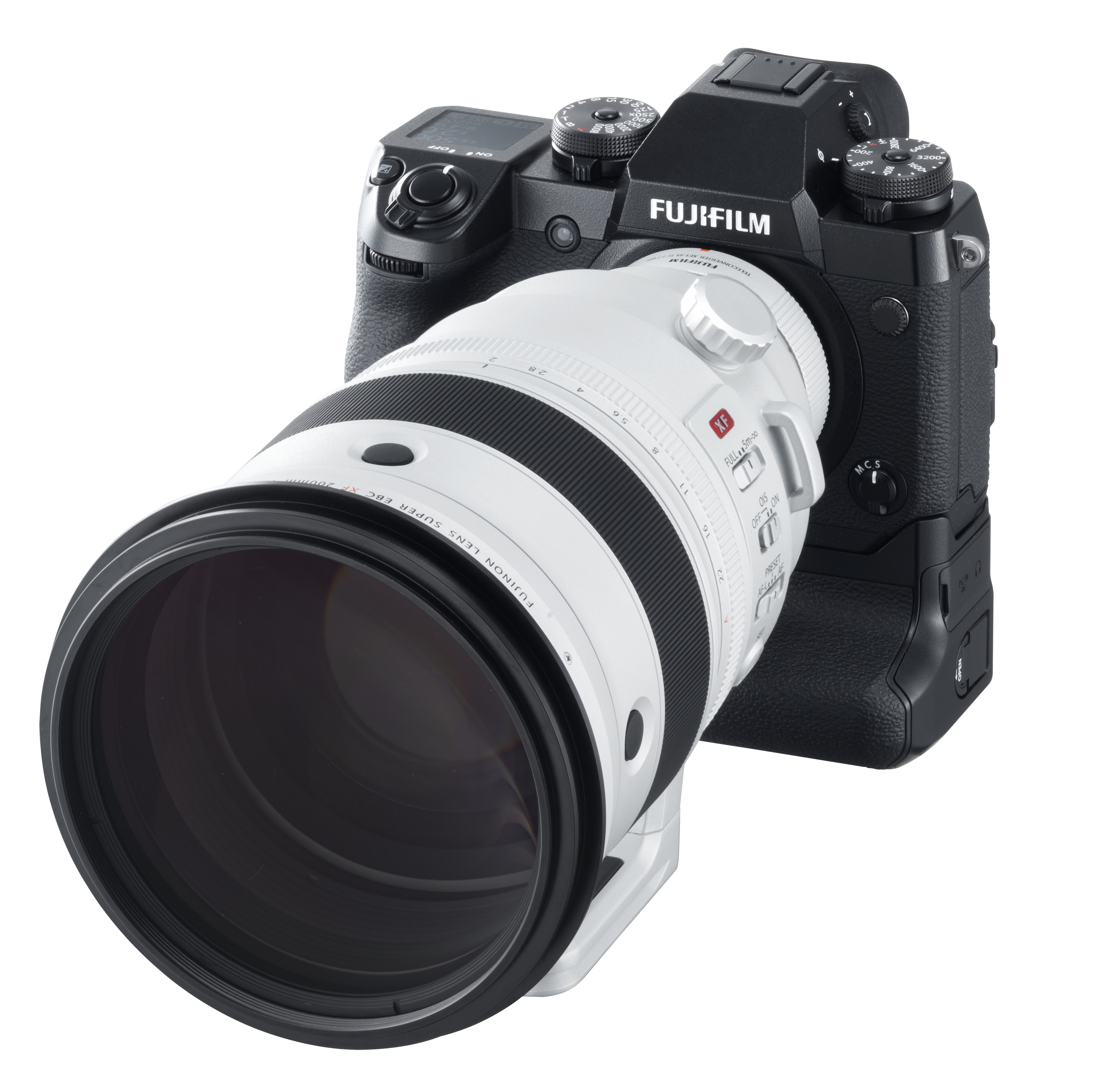 FUJIFILM XF 200 F2 R + TC XF - 105 mm f/2 (F2.8) OIS, WR (Objektiv + Konverter für Fuji X-Mount, Silber)