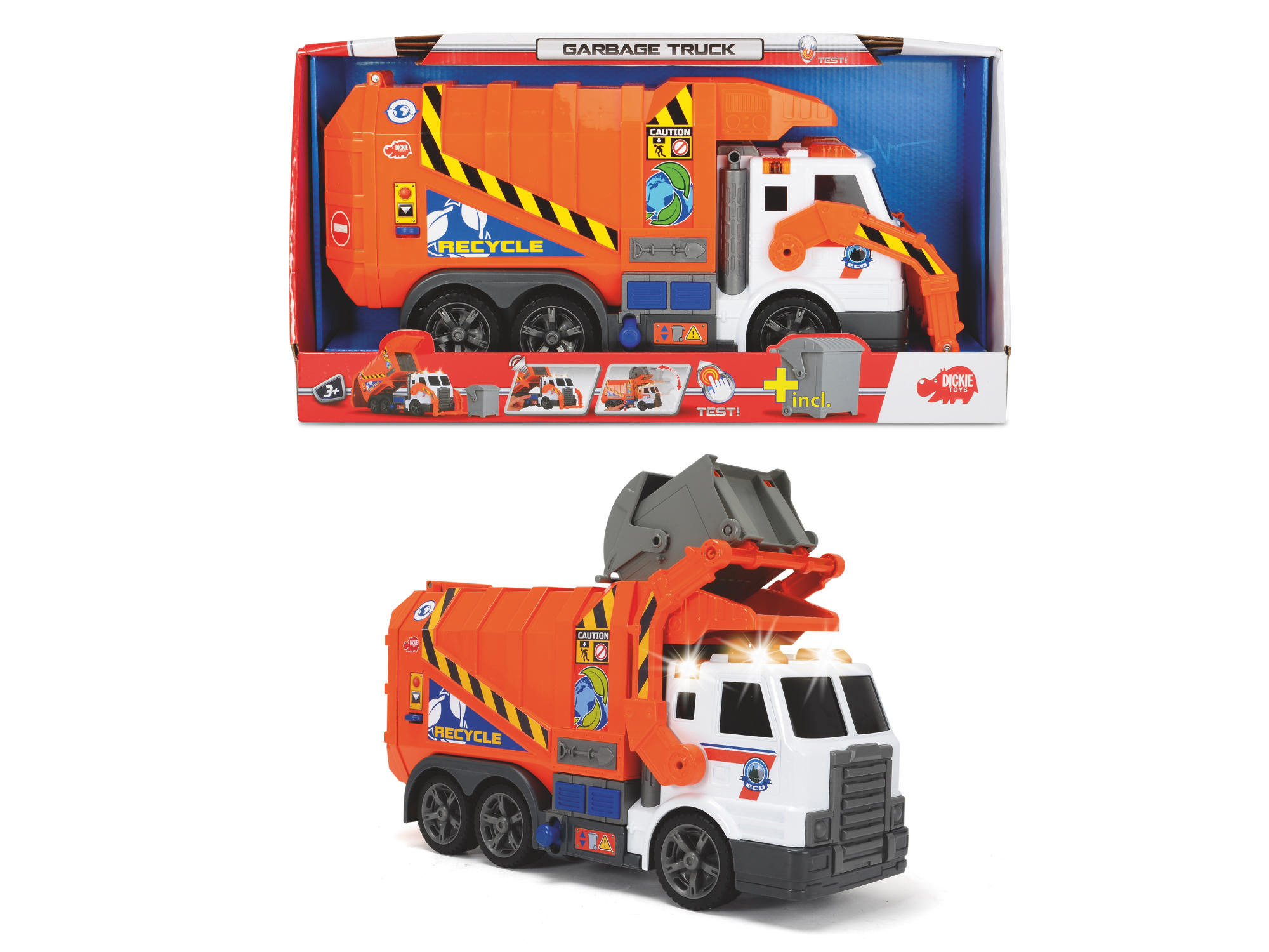 DICKIE-TOYS Garbage Truck Spielzeugauto Orange/Weiß