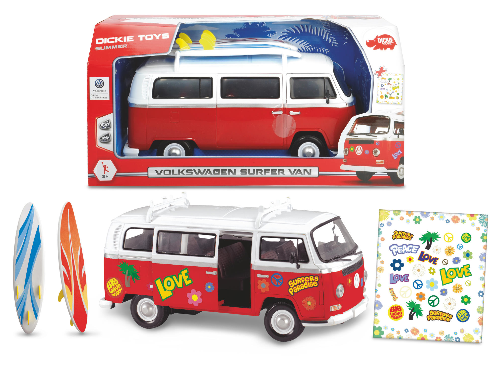 DICKIE-TOYS Surfer Spielzeugauto Weiß/Rot Van