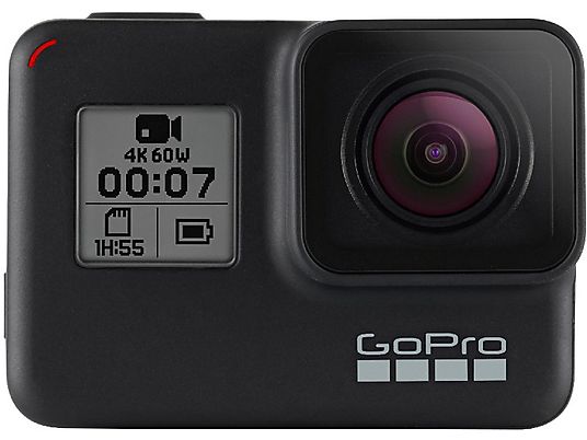 Cámara deportiva - GoPro HERO7 Black, Vídeo 4k60, 12MP, HyperSmooth, Wi-Fi, GPS, Bluetooth, Negro