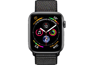 APPLE Watch Series 4 (GPS + Cellular) 40 mm - Montre intelligente (130-200 mm, Nylon tissé, Bracelet: Noir / Boîtier: Gris sidéral)