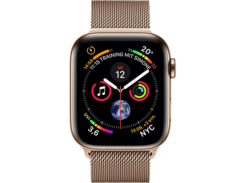 APPLE Watch Series 4 GPS Cellular 44mm Smartwatch Edelstahl Milanaise 145 220 mm Armband Gold Gehause Gold Smartwatch kaufen. Armband Milanaise 145 220 mm Farbe Armband Gold Gehause Gold SATURN