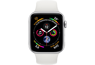 APPLE Watch Series 4 (GPS + Cellular) 40 mm Smartwatch Aluminium Kunststoff, 130-200 mm, Armband: Weiß, Gehäuse: Silber