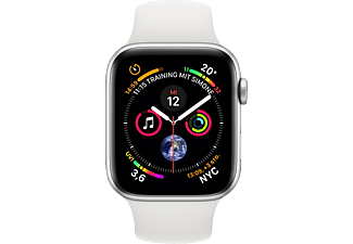 APPLE Watch Series 4 (GPS + Cellular) 40 mm - Smartwatch (130-200 mm, Kunststoff, Armband: Weiß, Gehäuse: Silber)