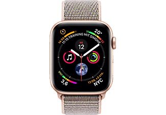 APPLE Watch Series 4 (GPS + Cellular) 40 mm - Montre intelligente (130-200 mm, Nylon tissé, Bracelet: Sable rose / Boîtier: Or)