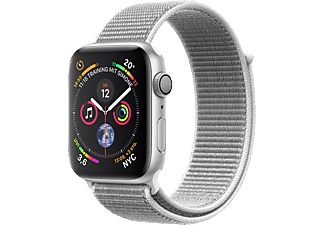 APPLE Watch Series 4 44mm Smartwatch Aluminium gewebtes Nylon, 140-210 mm, Armband: Silber, Gehäuse: Silber