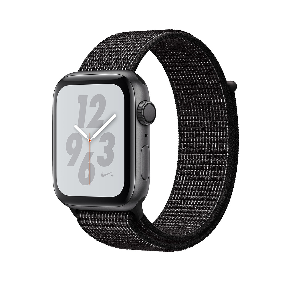 APPLE Watch Nike+ Series 4 Series 40mm Smartwatch Aluminium gewebtes Nylon, 130-190 mm, Armband: Schwarz, Gehäuse: Dunkelgrau