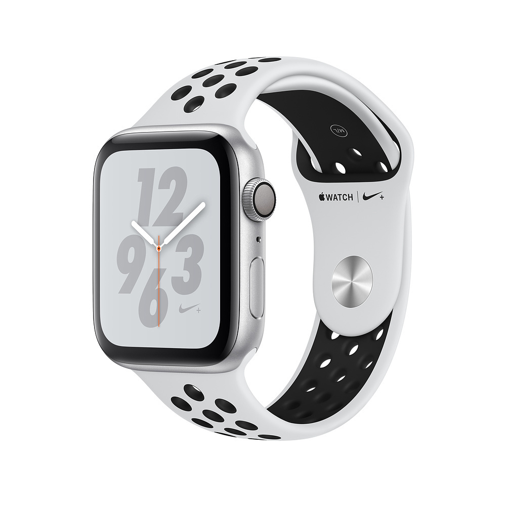 APPLE Watch Nike+ Series 4 40mm Smartwatch Aluminium Kunststoff, 130-200 mm, Armband: Platinum/Schwarz, Gehäuse: Silber