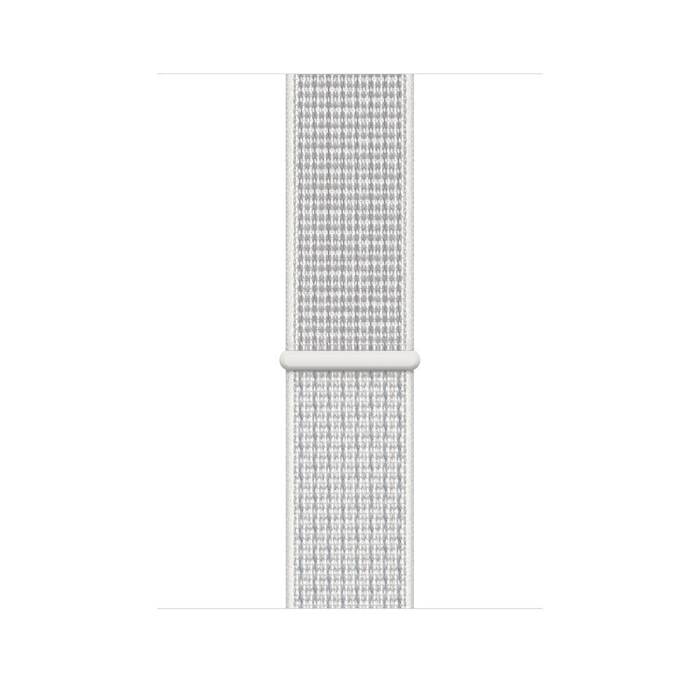 APPLE Watch Nike Series 4 (GPS + Cellular) 44 mm Smartwatch Aluminium gewebtes Nylon, 145-220 mm, Armband: Weiß, Gehäuse: Silber
