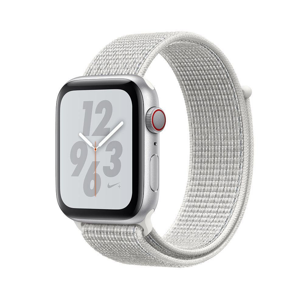 APPLE Watch Series 4 (GPS + Cellular) 40 mm Smartwatch Aluminium gewebtes Nylon, 130-200 mm, Armband: Silber, Gehäuse: Silber