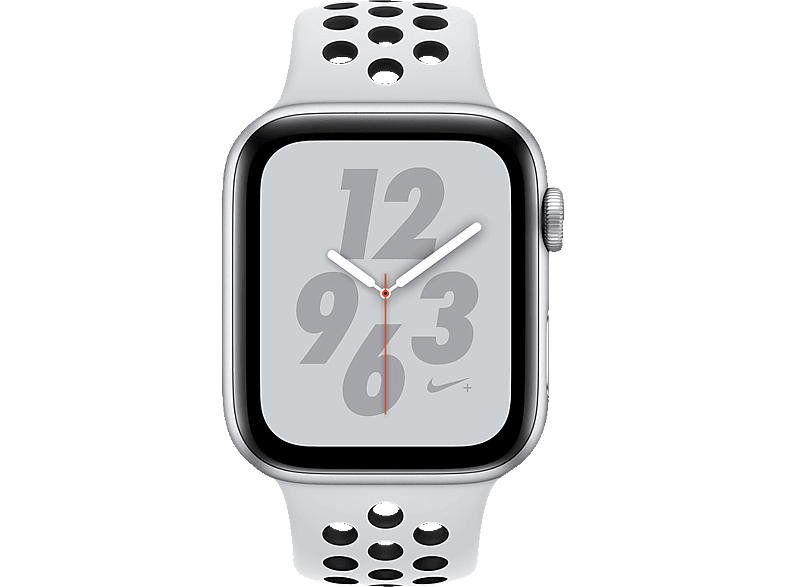 Smartwatch APPLE Watch Nike Series 4 40mm Smartwatch Aluminium Kunststoff 130 200 mm Armband Platinum Schwarz Gehause Silber MediaMarkt