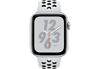 APPLE Watch Nike+ Series 4  44mm Smartwatch Aluminium Kunststoff, 140-210 mm, Armband: Platinum/Schwarz, Gehäuse: Silber