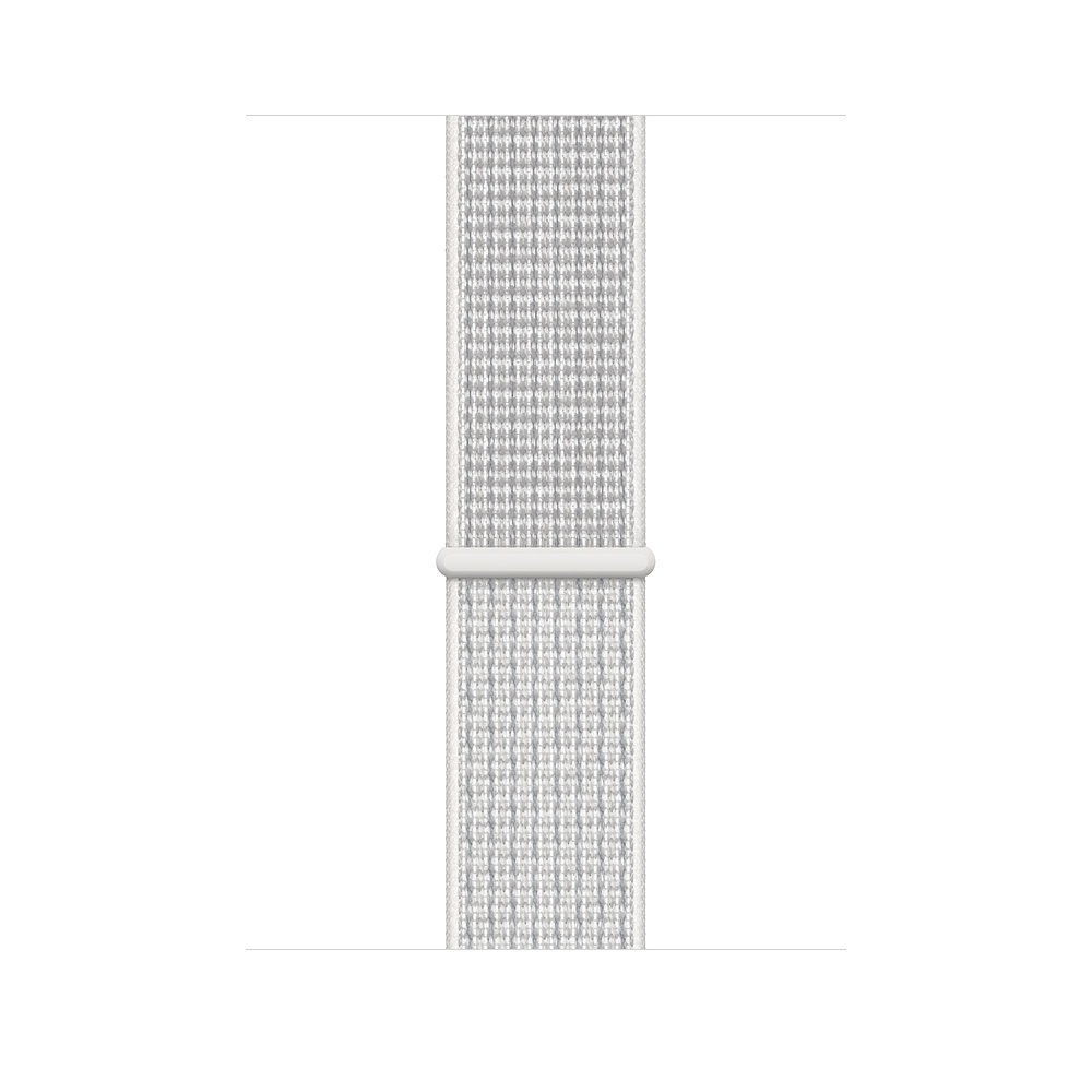 APPLE Watch Nike+ Series 4  44mm Smartwatch Aluminium gewebtes Nylon, 145-220 mm, Armband: Weiß, Gehäuse: Silber