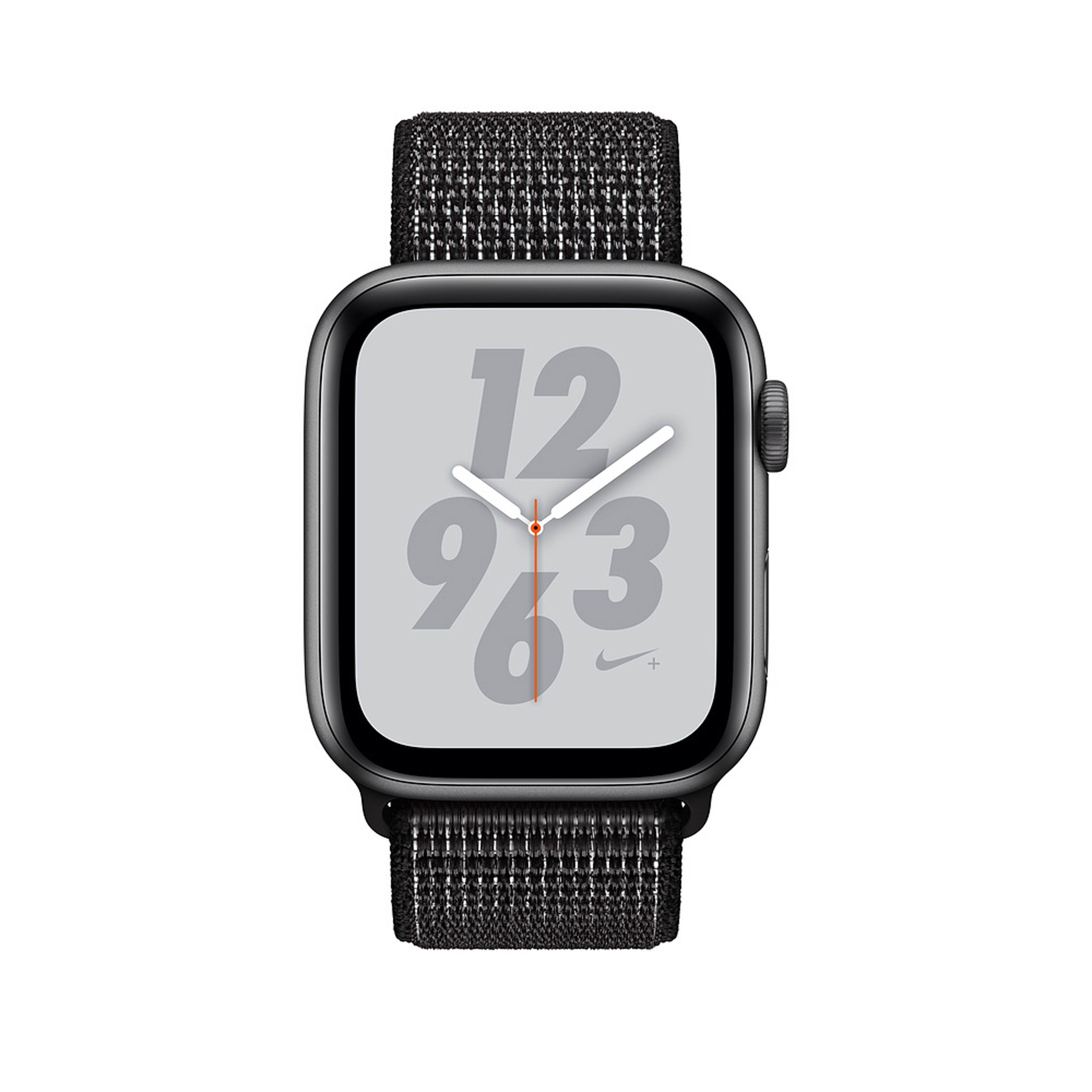 APPLE Watch Series 4 Nike+ (GPS + Cellular) 44 mm Smartwatch Aluminium gewebtes Nylon, 145-220 mm, Armband: Schwarz, Gehäuse: Dunkelgrau