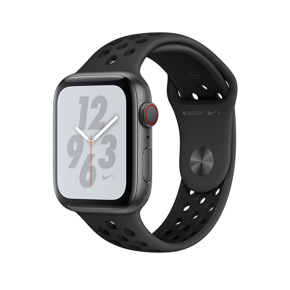 APPLE Watch Series 4 (GPS + Cellular) 40 mm Smartwatch Aluminium Kunststoff, 130-200 mm, Armband: Anthrazit/Schwarz, Gehäuse: Dunkelgrau