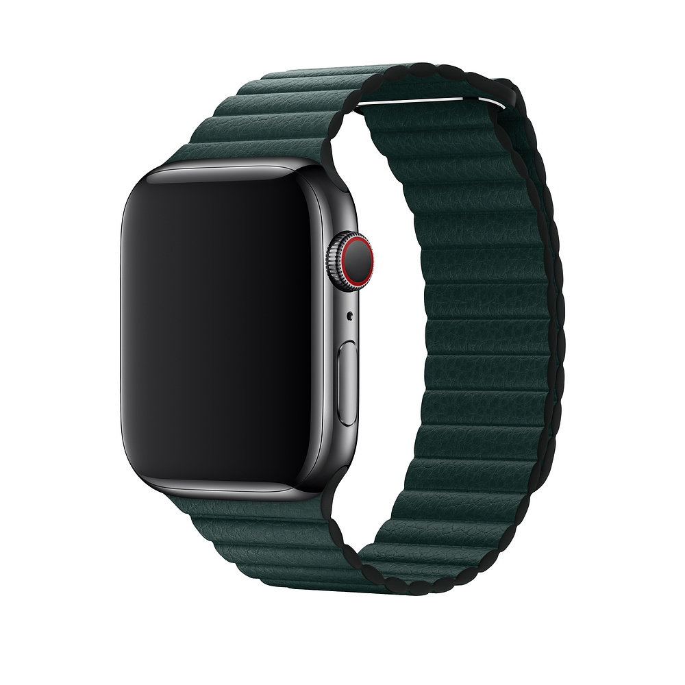 APPLE 44 mm Lederarmband mit Schlaufe, Ersatzarmband, Waldgrün