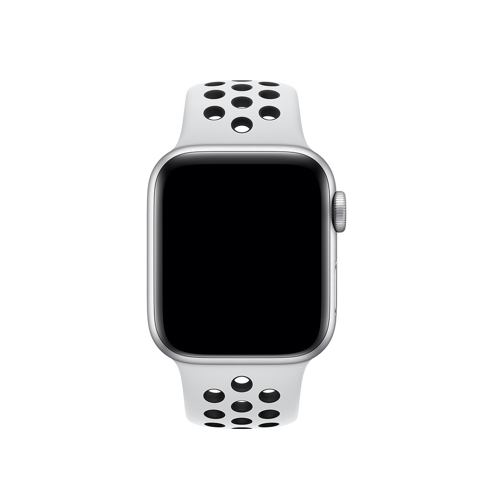 APPLE 44 mm Nike Sportarmband, Ersatzarmband, Pure Platinum/Schwarz