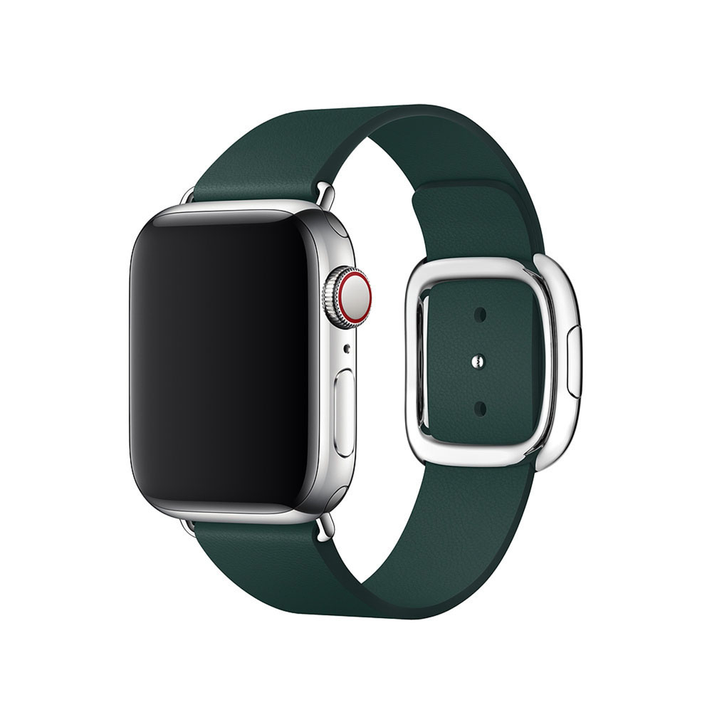 APPLE 40 mm Modernes Lederarmband, Ersatzarmband, Waldgrün