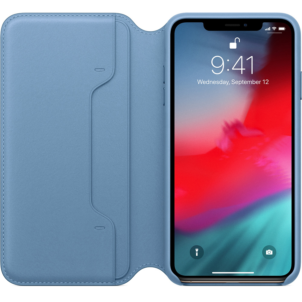 APPLE XS Max Leder Folio, Bookcover, Apple, iPhone XS Max, Cape Cod Blau