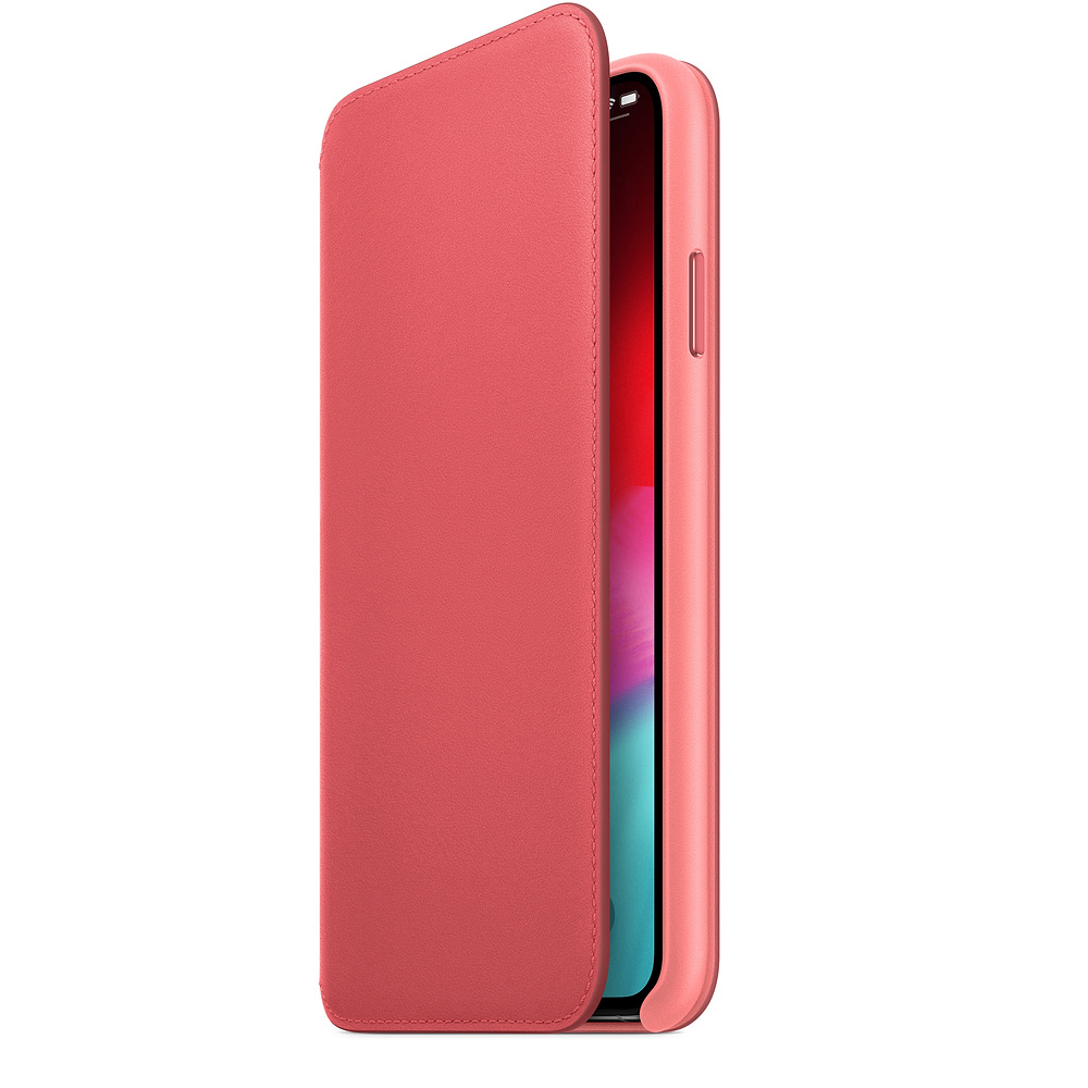 Leder XS APPLE Folio, Max XS Apple, Bookcover, Max, iPhone Pfingstrosenpink