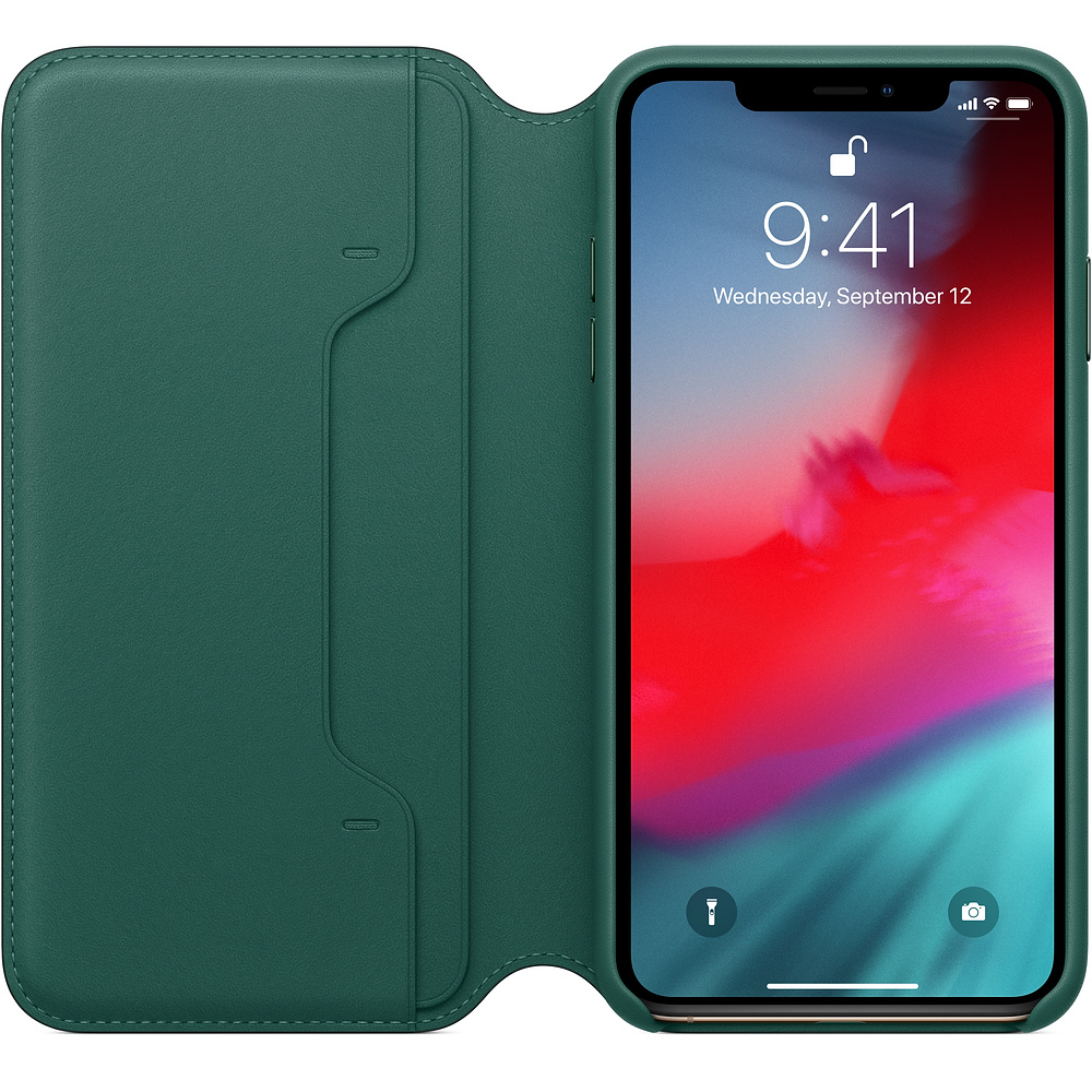 APPLE XS Max Leder Folio, Bookcover, Apple, iPhone XS Max, Waldgrün