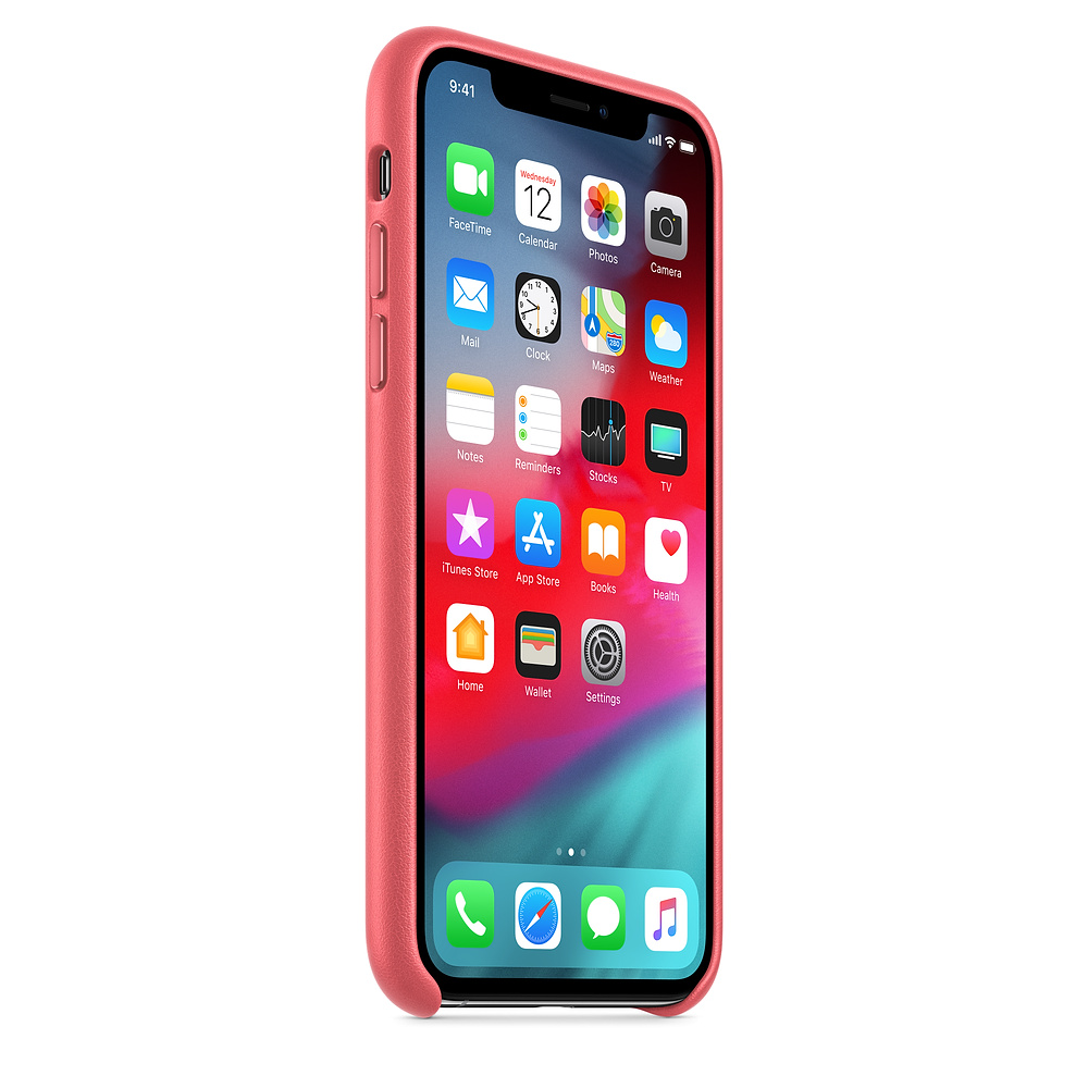 APPLE XS Leder Case, Backcover, Apple, iPhone XS, Pfingstrosenpink