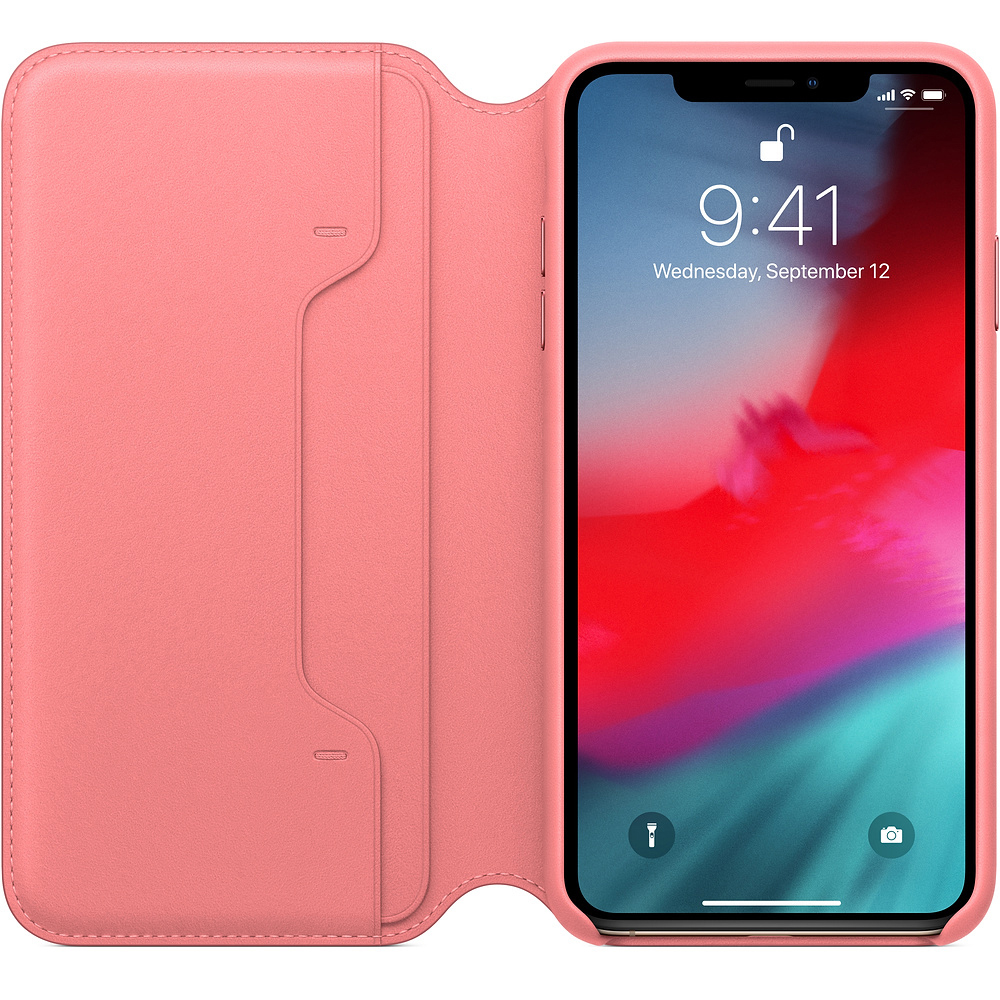 APPLE XS Bookcover, Leder Pfingstrosenpink Max Folio, Apple, Max, XS iPhone