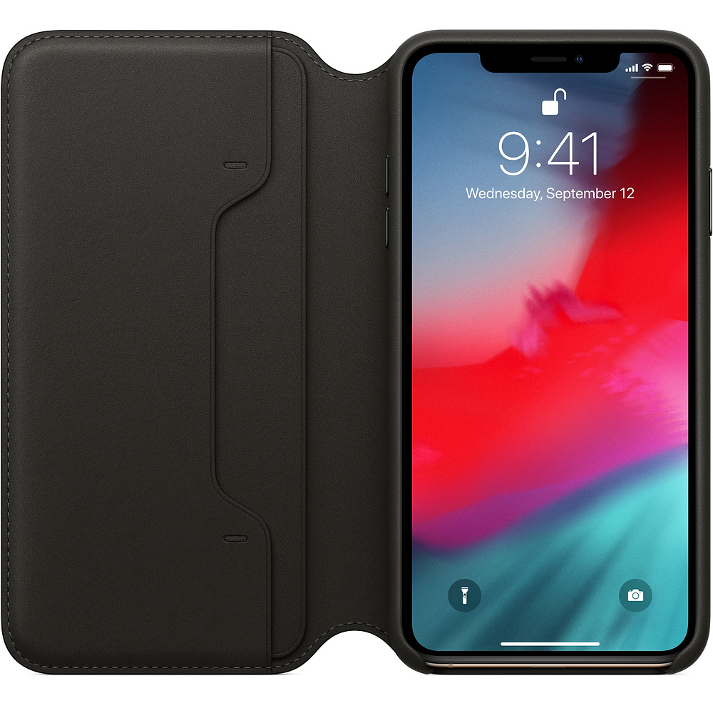 APPLE XS Max Leder Folio, Bookcover, Apple, iPhone XS Max, Schwarz