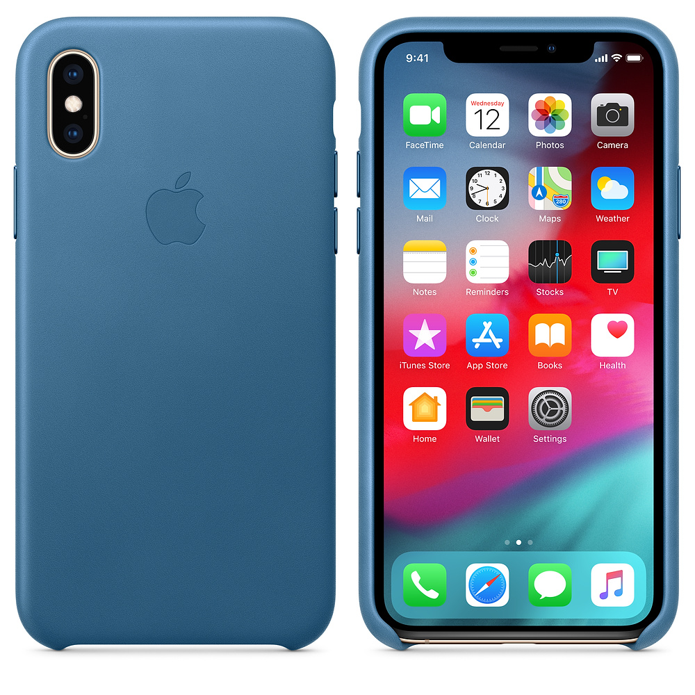 APPLE XS Leder Case, Backcover, Apple, iPhone XS, Cape Cod Blau