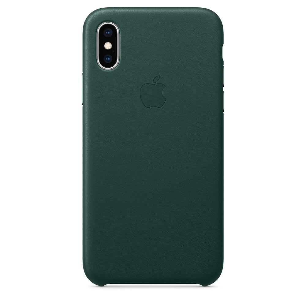 APPLE XS Leder Case, Backcover, Apple, iPhone XS, Waldgrün