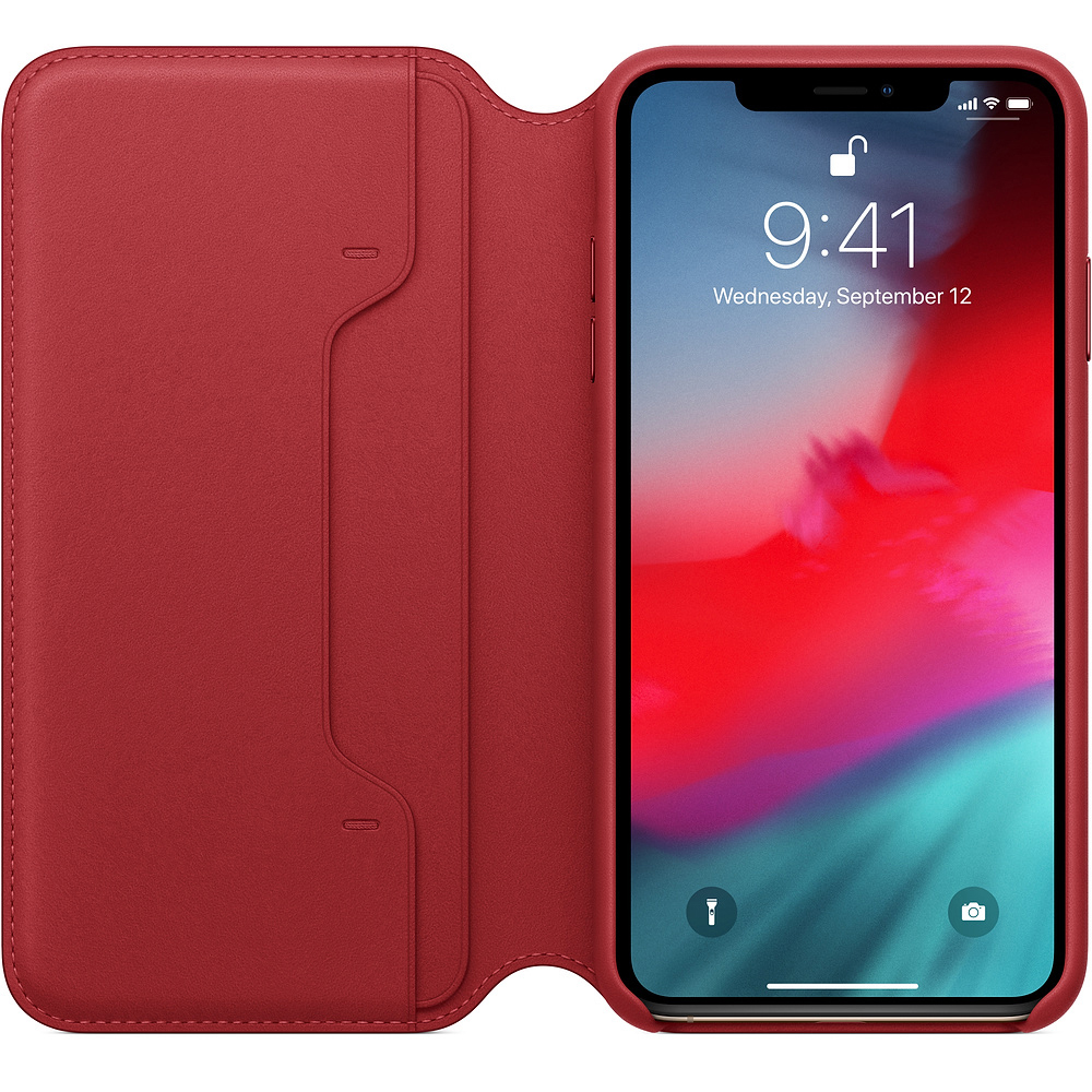 APPLE XS Max Leder Folio, Bookcover, Apple, iPhone XS Max, Rot