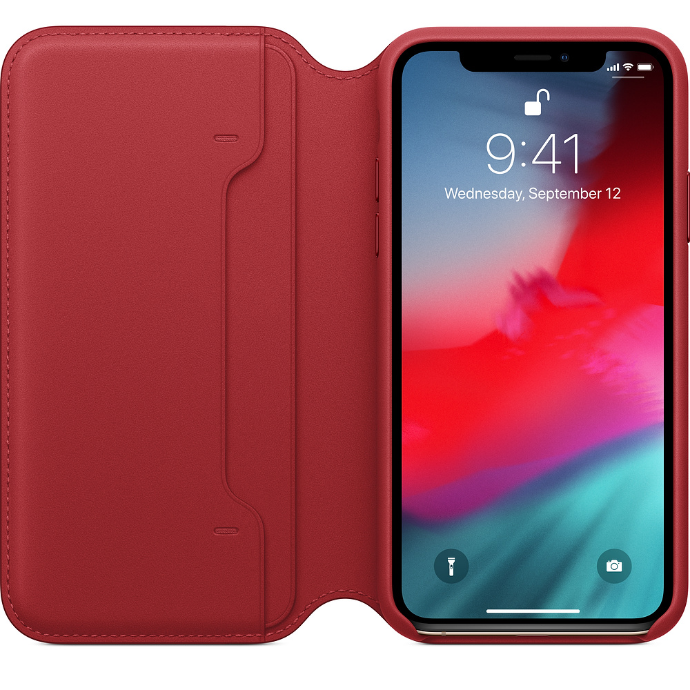 APPLE XS Leder Folio, Bookcover, Apple, iPhone XS, Rot