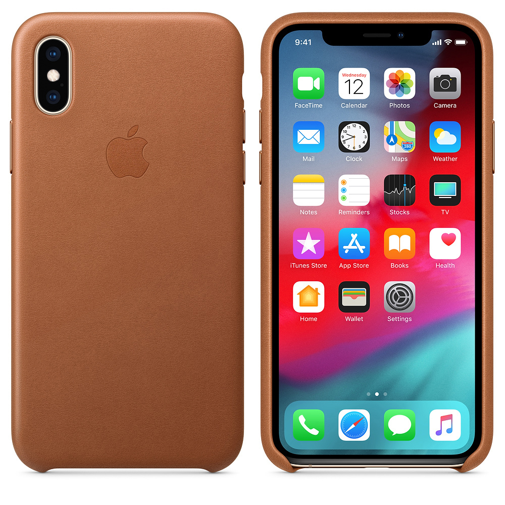 APPLE XS Leder Case, Backcover, Apple, iPhone XS, Sattelbraun